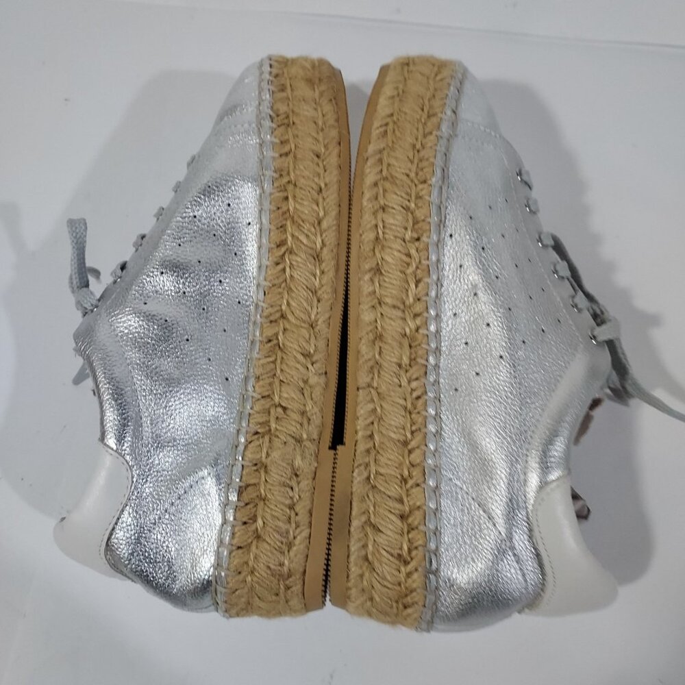 Steve Madden Silver Mars Platform Espadrill Laceup Full Leather Sneaker Shoe - Picture 7 of 12
